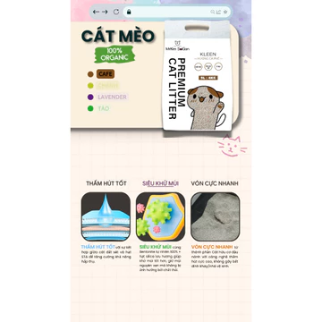 Cát vệ sinh Mèo đất sét chứa hạt khử mùi . Cát vệ sinh mèo TÚI 9L bentonite cat litter