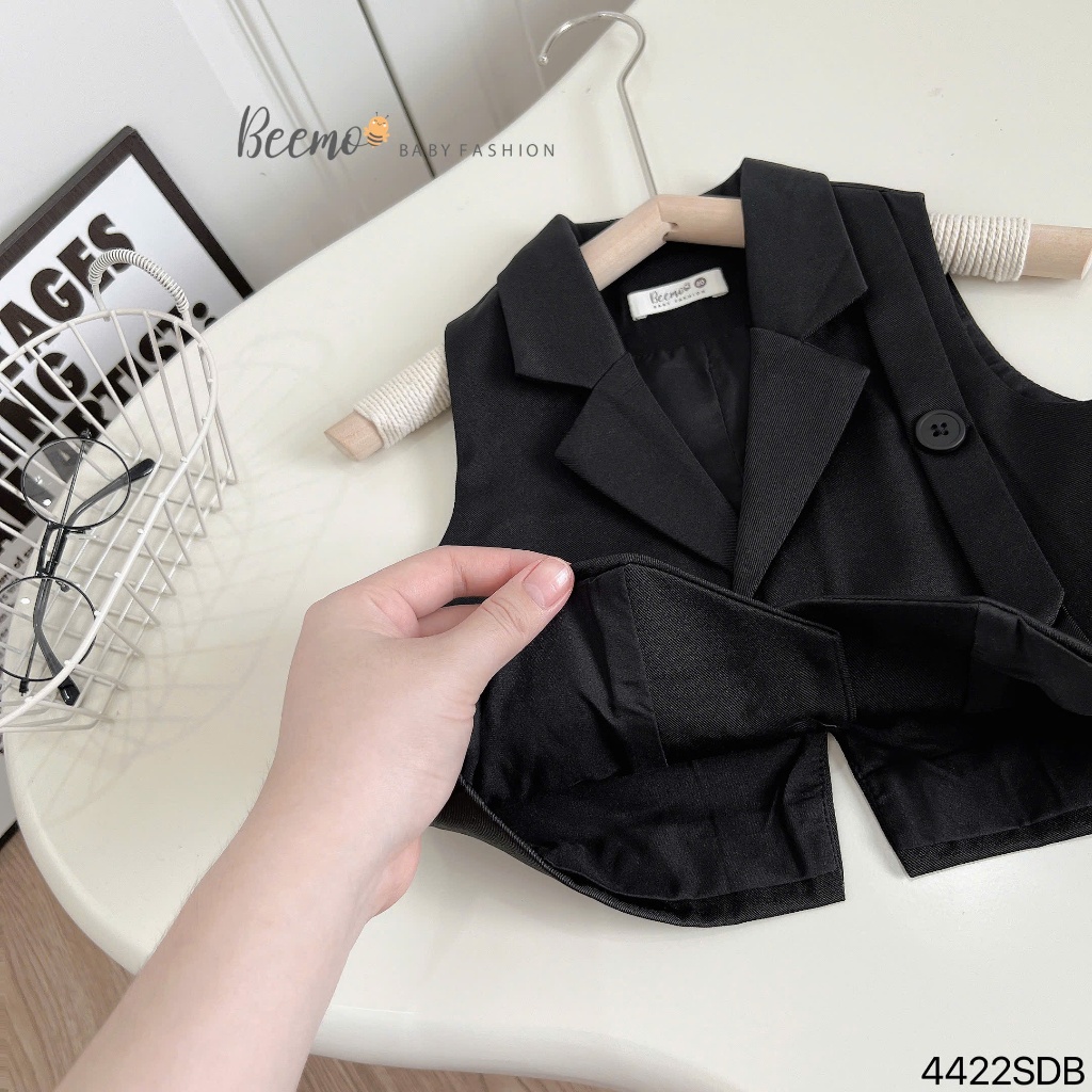 Set gile cổ vest phối đai  phong cách Hàn Quốc cho bé trai, bộ gile vest công tử cho bé trai (kèm áo trong)