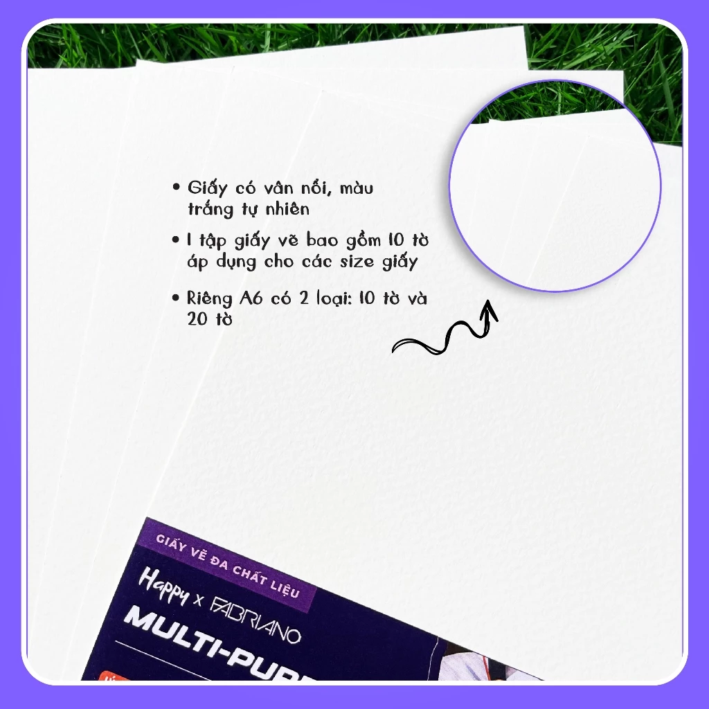 [Hỏa tốc HCM - DEAL 5K ] Giấy Vẽ Đa Chất Liệu Happy Mix Multi-Purpose 200gsm - A6 10 tờ