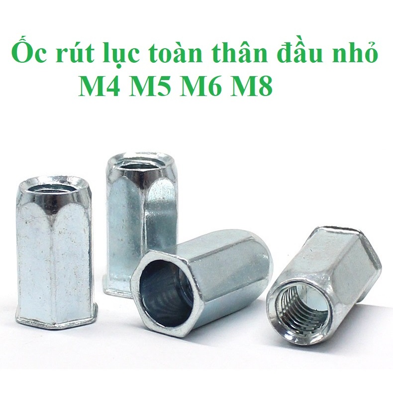 10 cái Ốc tán rút lục toàn thân chân nhỏ M4,M5,M6,M8 thép mạ | Shopee ...