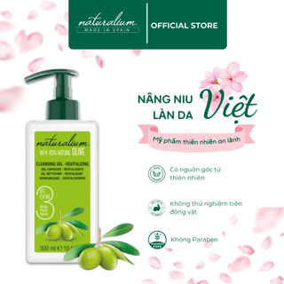 Sữa rửa mặt NATURALIUM 300ml (100% chiết xuất Oliu) giúp ngăn ngừa các vấn đề về da, mang lại làn da trắng hồng