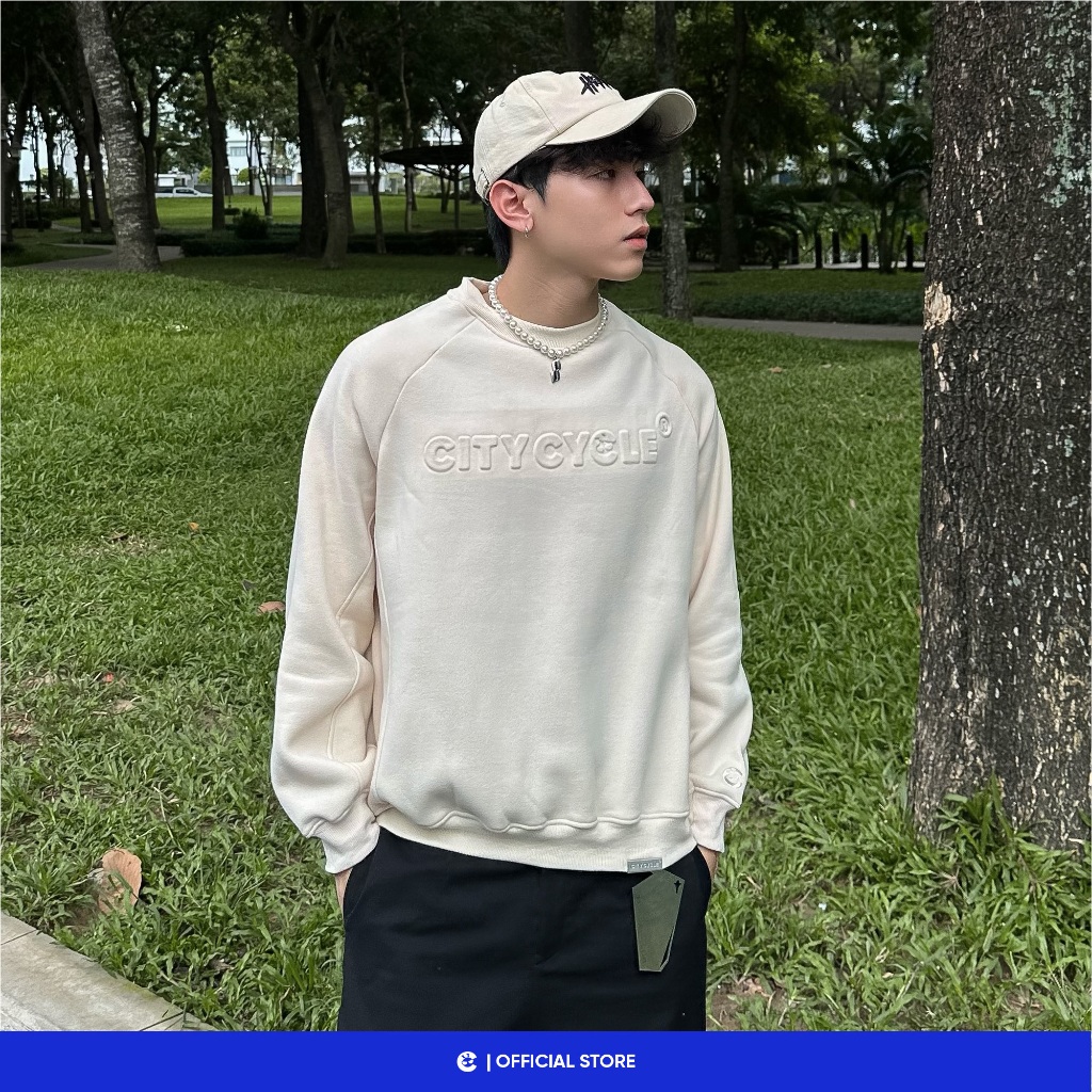 Áo sweater nam nữ đôi mùa thu đông nỉ bông dày Local Brand Chính Hãng City Cycle Áo Sweater Raglan Embossed