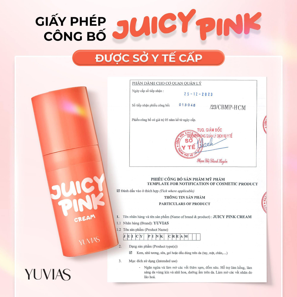 Ảnh Tinh chất khử thâm làm hồng ti , hồng nhũ hoa  dưỡng ẩm YUVIAS dung tích 7ml chê tên sản phẩm tặng mặt nạ 3