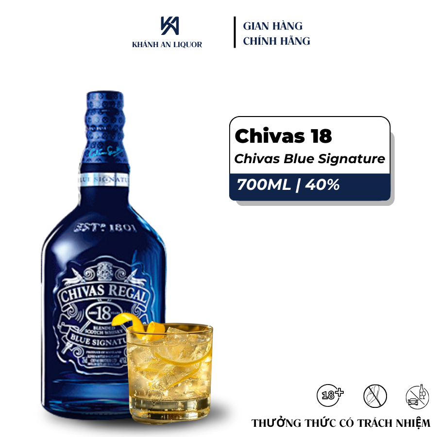 [CHÍNH HÃNG] RƯỢU WHISKY CHIVAS 18 BLUE SIGNATURE 700ML 40% | Shopee ...