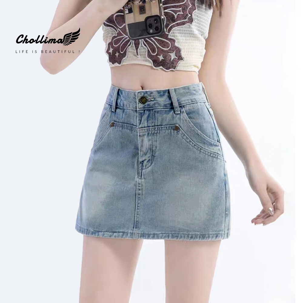 Quần đùi jeans nữ giả váy Chollima VAY505 - quần váy ngắn form chữ A ...