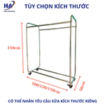 Sào treo quần áo 2 tầng inox có bánh xe, sào treo quần áo shop trẻ em người lớn dày dặn chắc chắc ảnh chụp thật (T10) — ảnh 2
