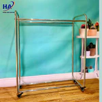 Sào treo quần áo 2 tầng inox có bánh xe, sào treo quần áo shop trẻ em người lớn dày dặn chắc chắc ảnh chụp thật (T10) — ảnh 4