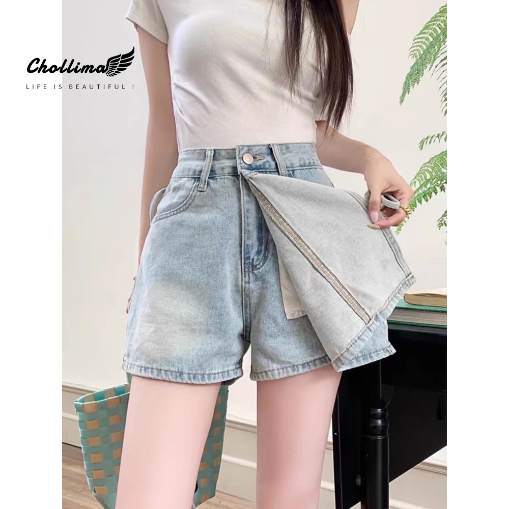 Ảnh Quần shorts jeans nữ giả váy Chollima VAY502 thắt nơ - quần váy ngắn form chữ A phong cách hàn 3