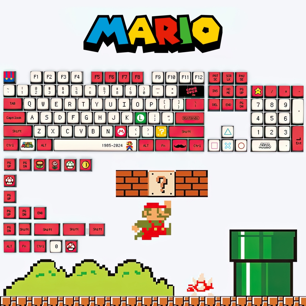 Keycap Mario Pudding 125 nút nhựa PBT xuyên led | Shopee Việt Nam