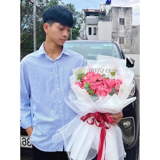 Bó hoa hồng sáp 20 bông, 25 bông siêu to, giá rẻ bó theo yêu cầu làm quà tặng sinh nhật, noel, 14/2, 8/3 20/10/ 20/11