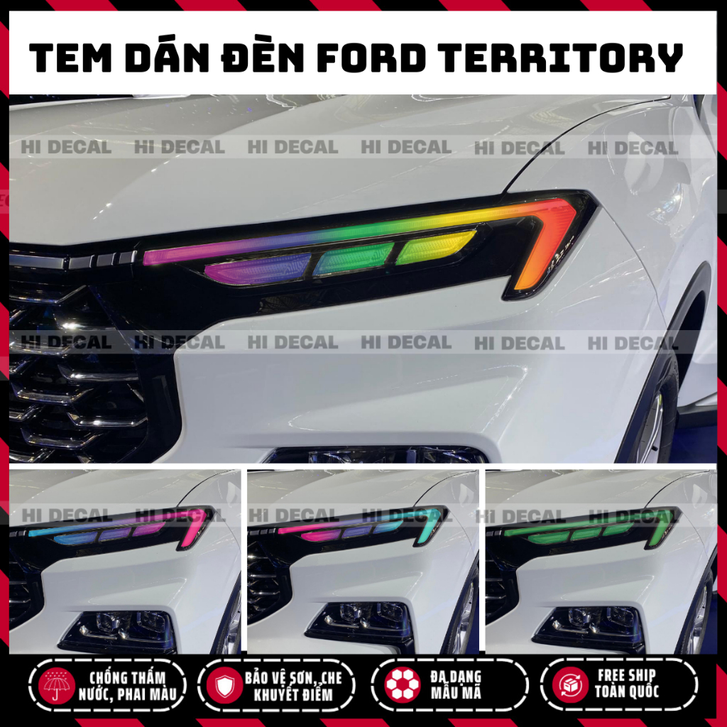 Decal tem dán demi đèn xe Ford Territory | Tem stick trang trí cao cấp chống thấm nước, phai màu, chịu nhiệt tốt