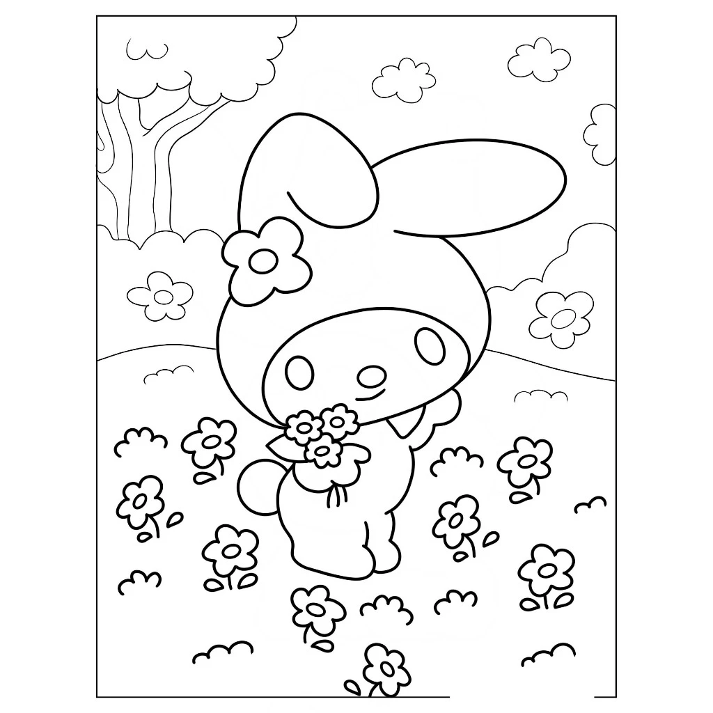 Bộ 50 tranh tô màu cho bé chủ đề My Melody Size A4, A5. Giúp bé tập tô màu sáng tạo phát trển năng k