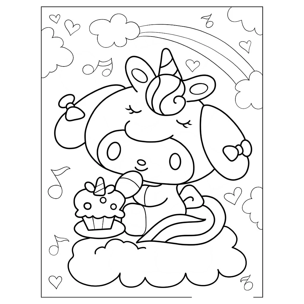 Bộ 50 tranh tô màu cho bé chủ đề My Melody Size A4, A5. Giúp bé tập tô màu sáng tạo phát trển năng k