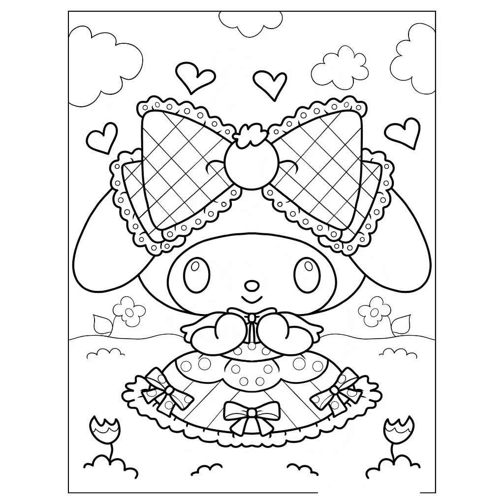 Bộ 50 tranh tô màu cho bé chủ đề My Melody Size A4, A5. Giúp bé tập tô màu sáng tạo phát trển năng k