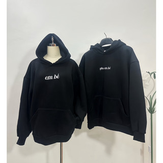 (S - 30) Set đồ đôi hoodle nam nữ couple  mùa đông chữ thêu em bé , yêu em bé chất nỉ bông dày dặn