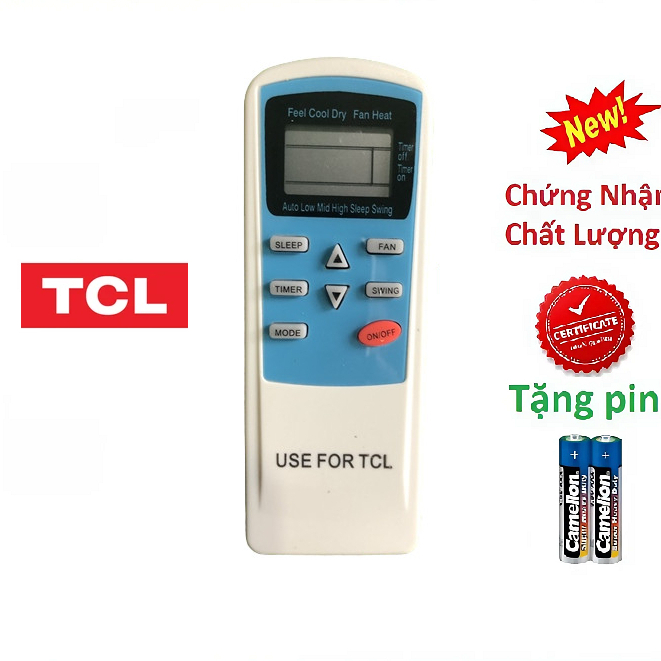 tay điều khiển remote từ xa điều hòa TCL-kèm pin-tay đầu bấm điều hòa TCL