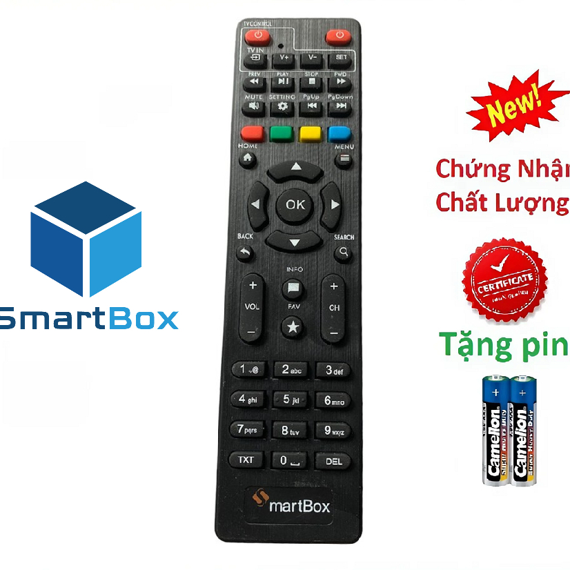tay điều khiển remote từ xa đầu thu VNTP SmartBox-kèm pin-tay đầu bấm đầu thu VNPT Smartbox