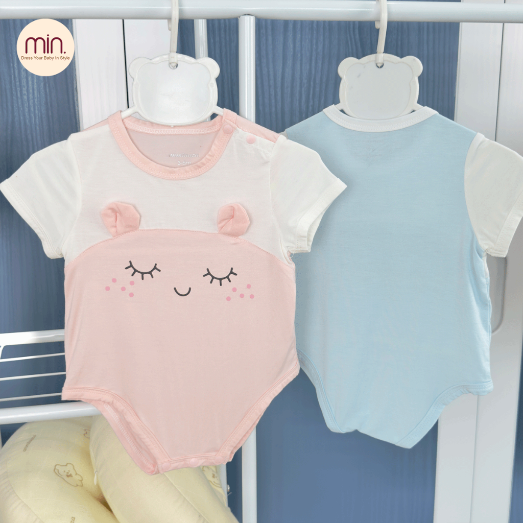 Body Chip Cộc Tay Gấu Xinh Cho Bé Anminaza Vải Sợi Tre Pettit Cao Cấp - Hàng Chính Hãng AMI0153