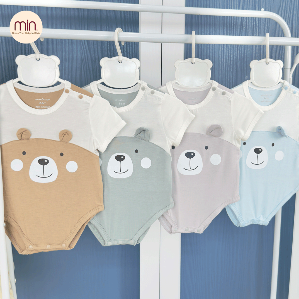 Body Chip Cộc Tay Gấu Xinh Cho Bé Anminaza Vải Sợi Tre Pettit Cao Cấp - Hàng Chính Hãng AMI0153