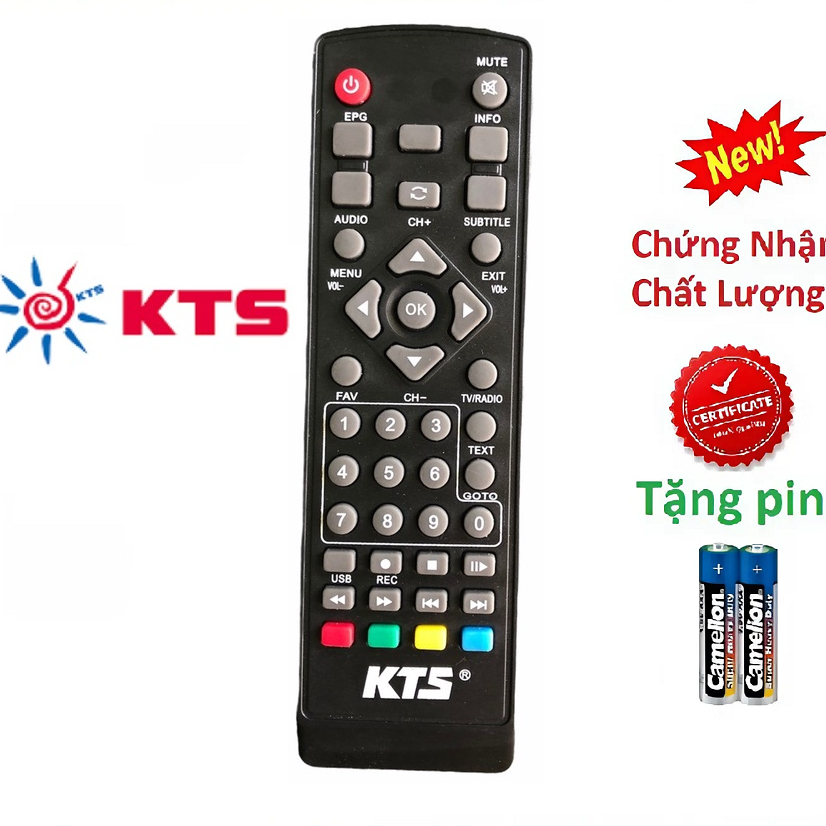 Điều khiển đầu thu KTS  - tặng kèm pin - Remote đầu thu truyền hình kỹ thuật số KTS