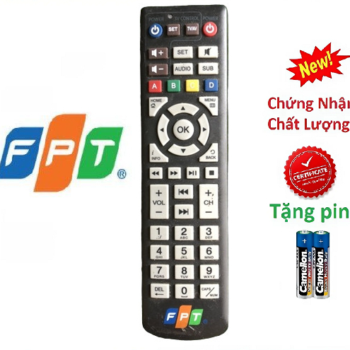 tay điều khiển remote từ xa đầu thu FPT mới-kèm pin-tay đầu bấm đầu thu FPT mới