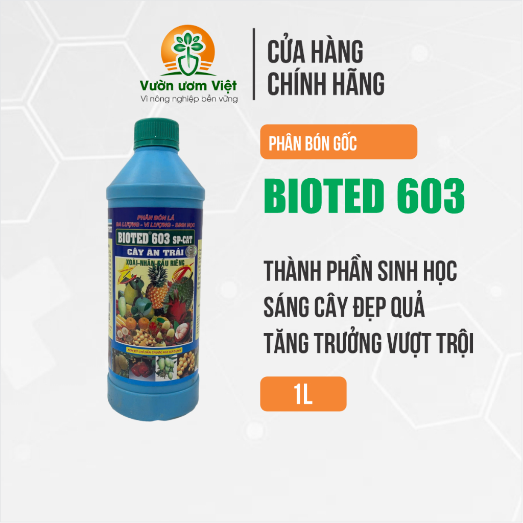 Phân bón lá Bioted 603 dưỡng thân, lá, quả toàn diện, nuôi dưỡng từ gốc đến ngọn - 1 Lít
