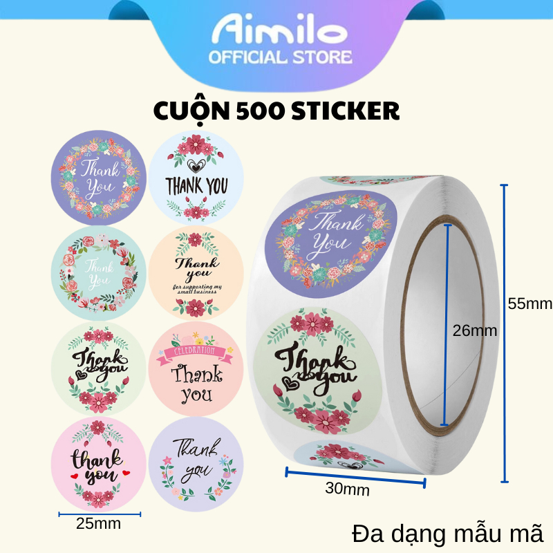 【Aimilo】Cuộn sticker khen thưởng học sinh 500 tem hoạt hình ngộ nghĩnh ...