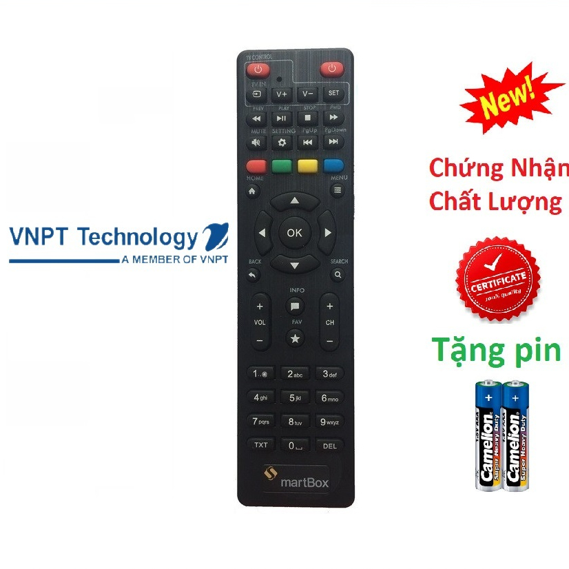 Điều khiển đầu VNPTSMARTBOX - tặng kèm pin - Remote VNPT SMARTBOX loại tốt chính hãng