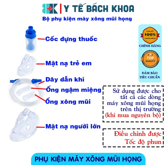 Bộ phụ kiện máy xông mũi họng (sử dụng được cho tất cả các loại máy xông mũi họng trên thị trường)