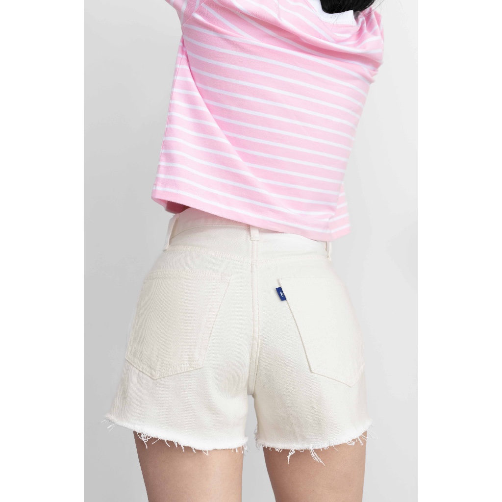 Ảnh TheBlueTshirt - Quần shorts jean lưng cao lai tưa cho nữ - Golden Hour Shorts - Women 4