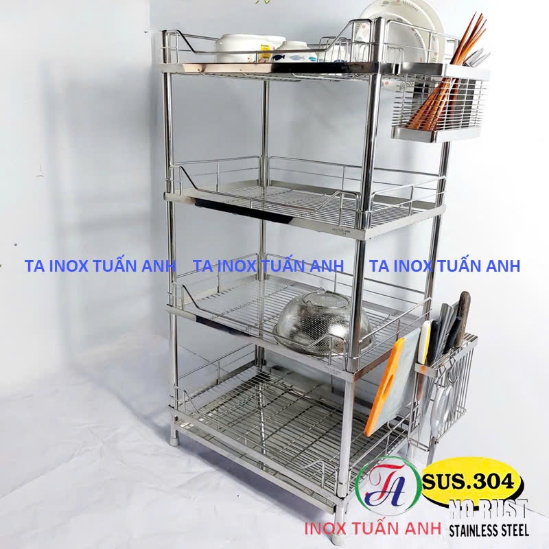 Kệ 4 tầng đứng inox 304 - Kệ úp chén bát - Kệ chén đĩa inox 304 ...