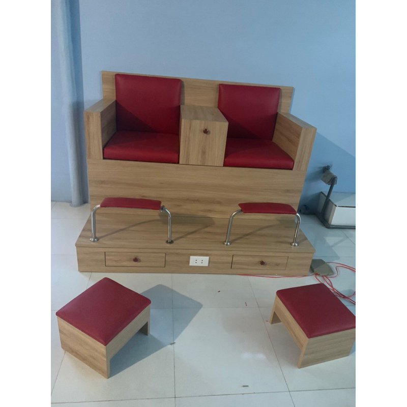 [ FreeShip HCM] Bộ đôi ghế làm Nail bằng gỗ phủ melamine