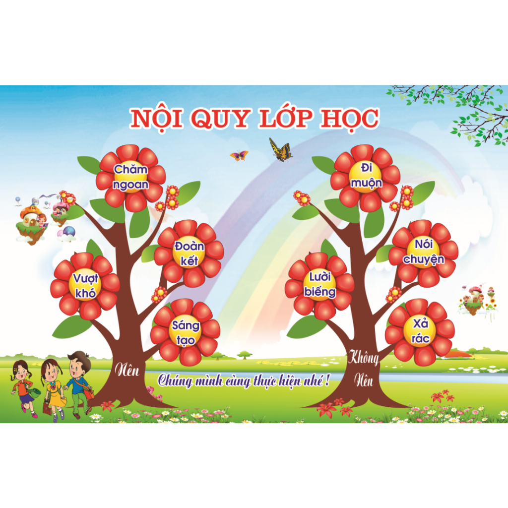 Nội quy lớp em chất liệu decan bóc dán kích thước 60x90cm