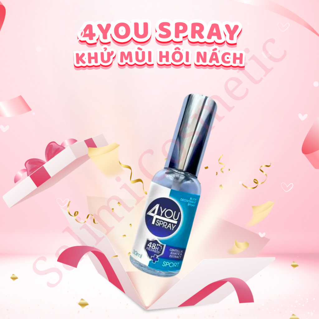 Xịt Ngăn Mùi Toàn Thân 4YOU SPRAY 30ml, Khử Mùi Hôi Nách, Hôi Chân, Không Gây Ố Vàng Áo