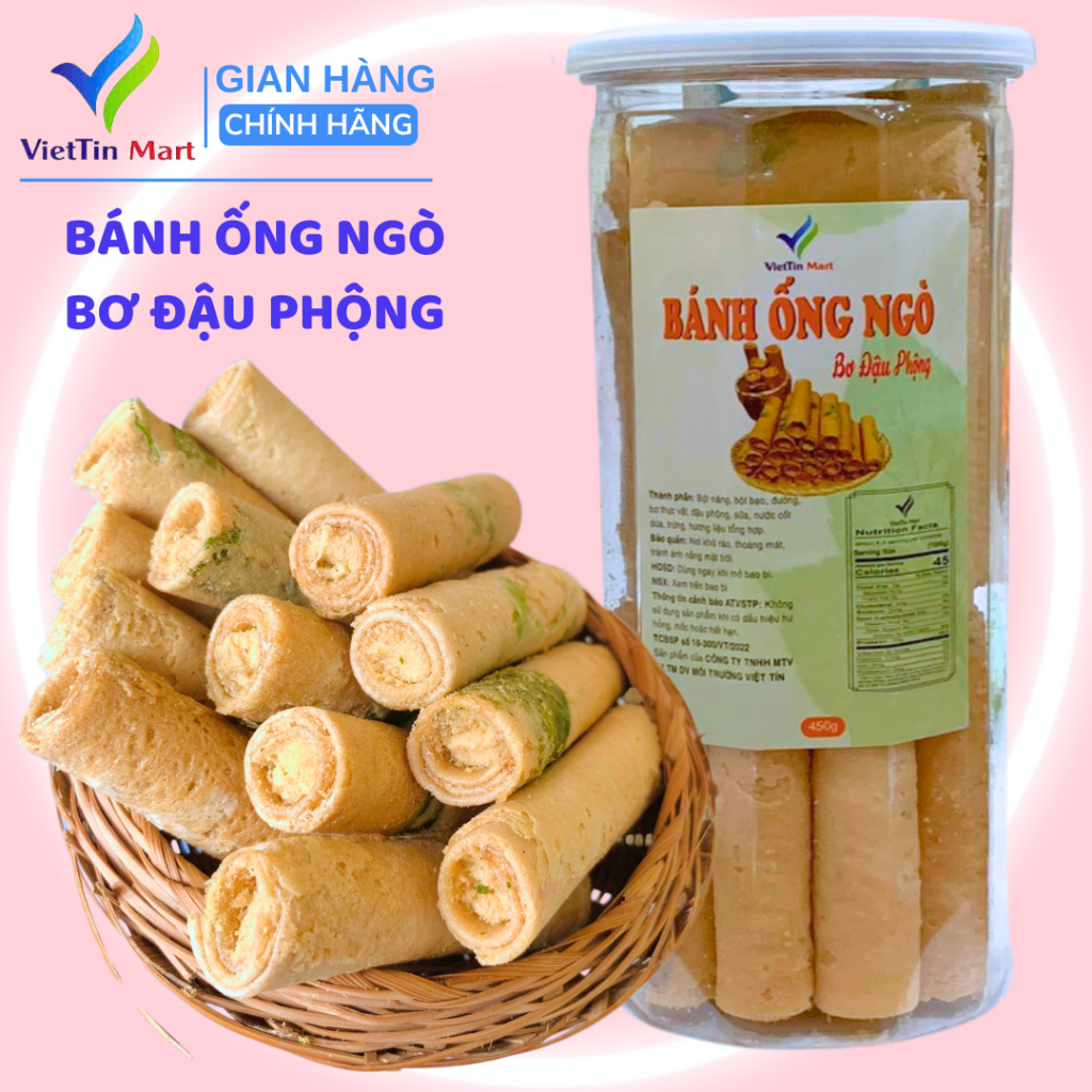 Bánh Ống Ngò Nhân Bơ Đậu Phộng Viettin Mart 450G | Shopee Việt Nam