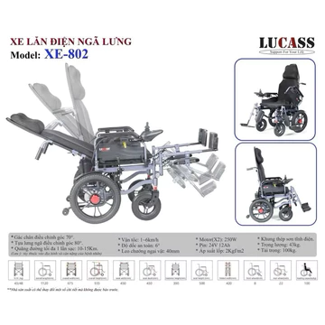 [Chính Hãng - Sẵn Hàng] Xe điện đa tiện ích ngả nằm Lucass XE-802 - Xe lăn điện dành cho người già và khuyết tật