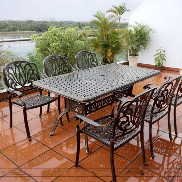 Bàn Ghế Nhôm Đúc Sơn Tĩnh Điện Nhập Khẩu Cao Cấp - Bộ bàn tròn sân vườn ngoài trời, bảo hành trọn đời không han gỉ