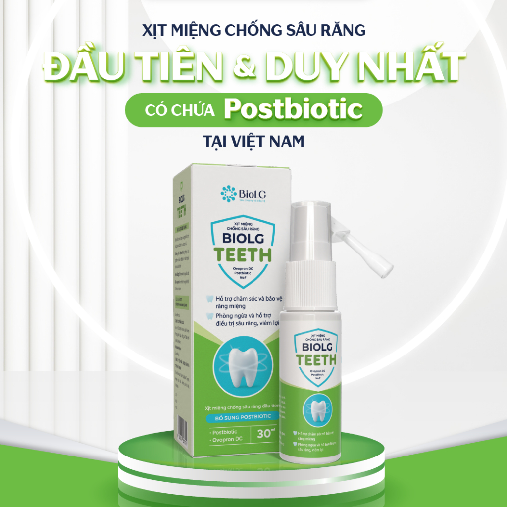 Xịt răng miệng Biolg Teeth Ngăn ngừa mảng bám, sâu răng, Giảm đau răng, Thơm miệng & Phục hồi răng bị viêm, sâu