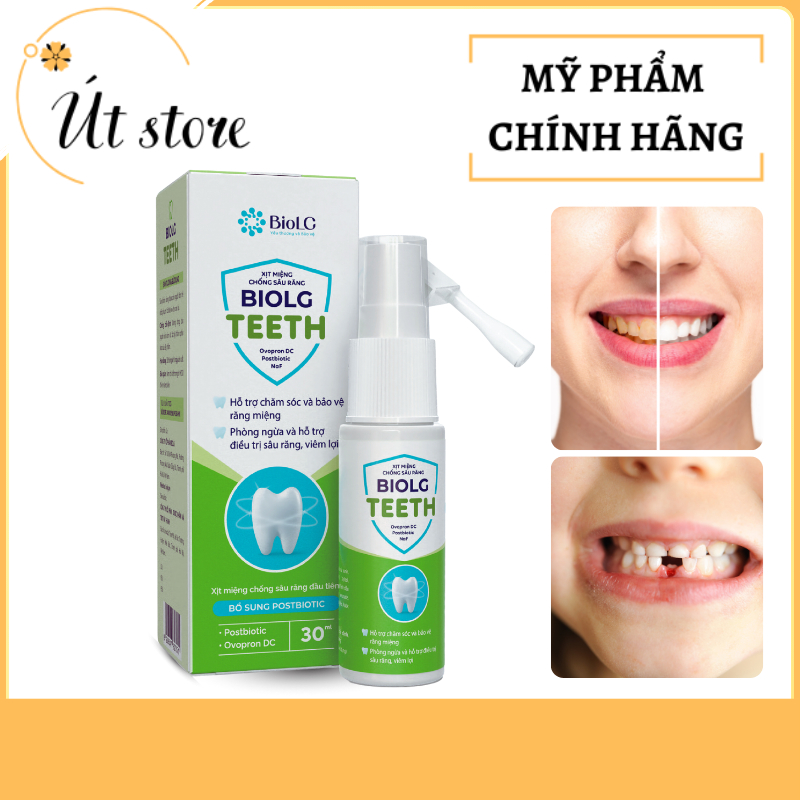 Xịt răng miệng Biolg Teeth Ngăn ngừa mảng bám, sâu răng, Giảm đau răng, Thơm miệng & Phục hồi răng bị viêm, sâu