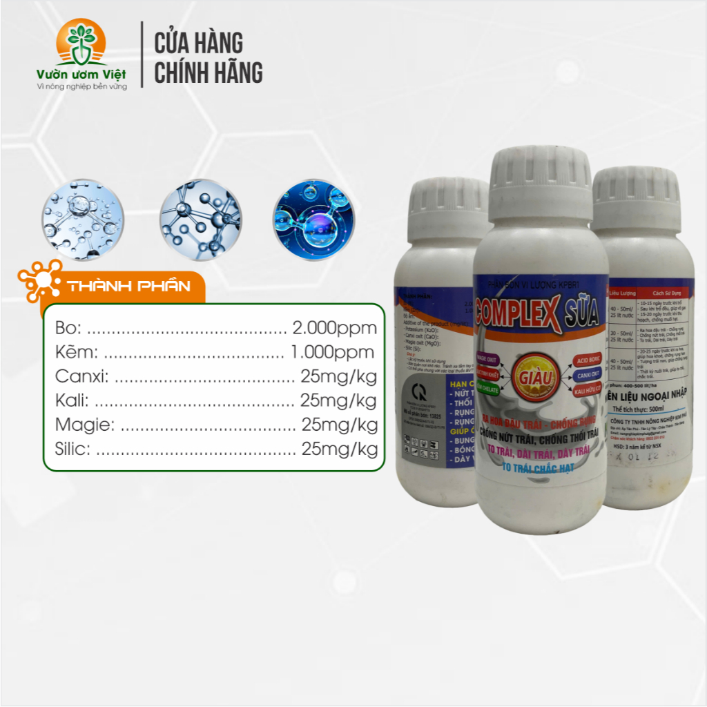 Phân bón lá COMPLEX SỮA chống nứt trái, thối trái, làm cứng cây, dày lá - 500ml