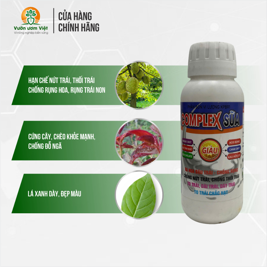 Phân bón lá COMPLEX SỮA chống nứt trái, thối trái, làm cứng cây, dày lá - 500ml
