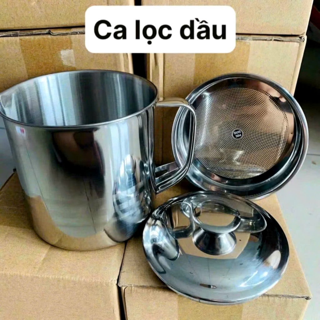 CA LỌC DẦU ĂN,  Ca Lọc Dầu Ăn Inox 304 Có Lưới Lọc Dầu Cực Trong Không Để Lại Cặn - MA: CALOCDAUAN