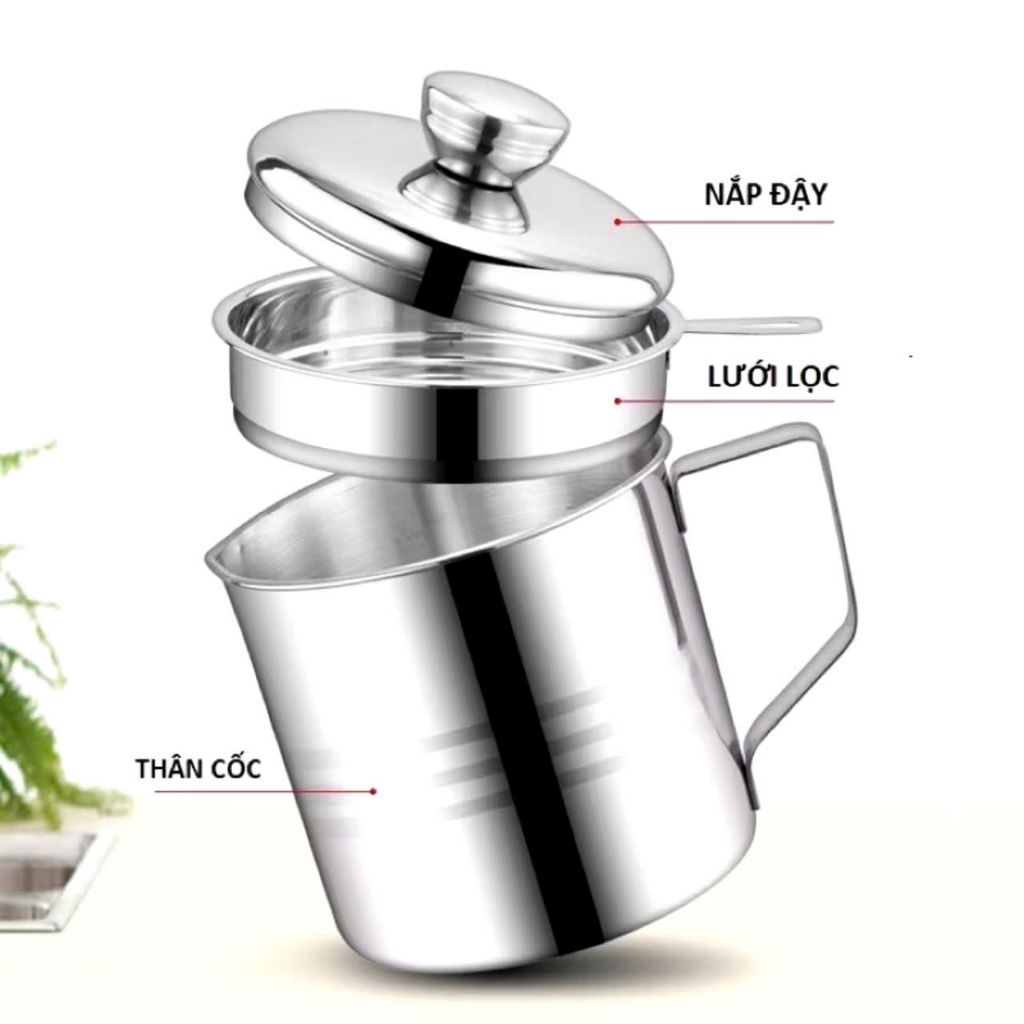 CA LỌC DẦU ĂN- Ca Lọc Dầu Ăn Inox 304 Có Lưới Lọc Dầu Cực Trong Không Để Lại Cặn - MA: CALOCDAUAN
