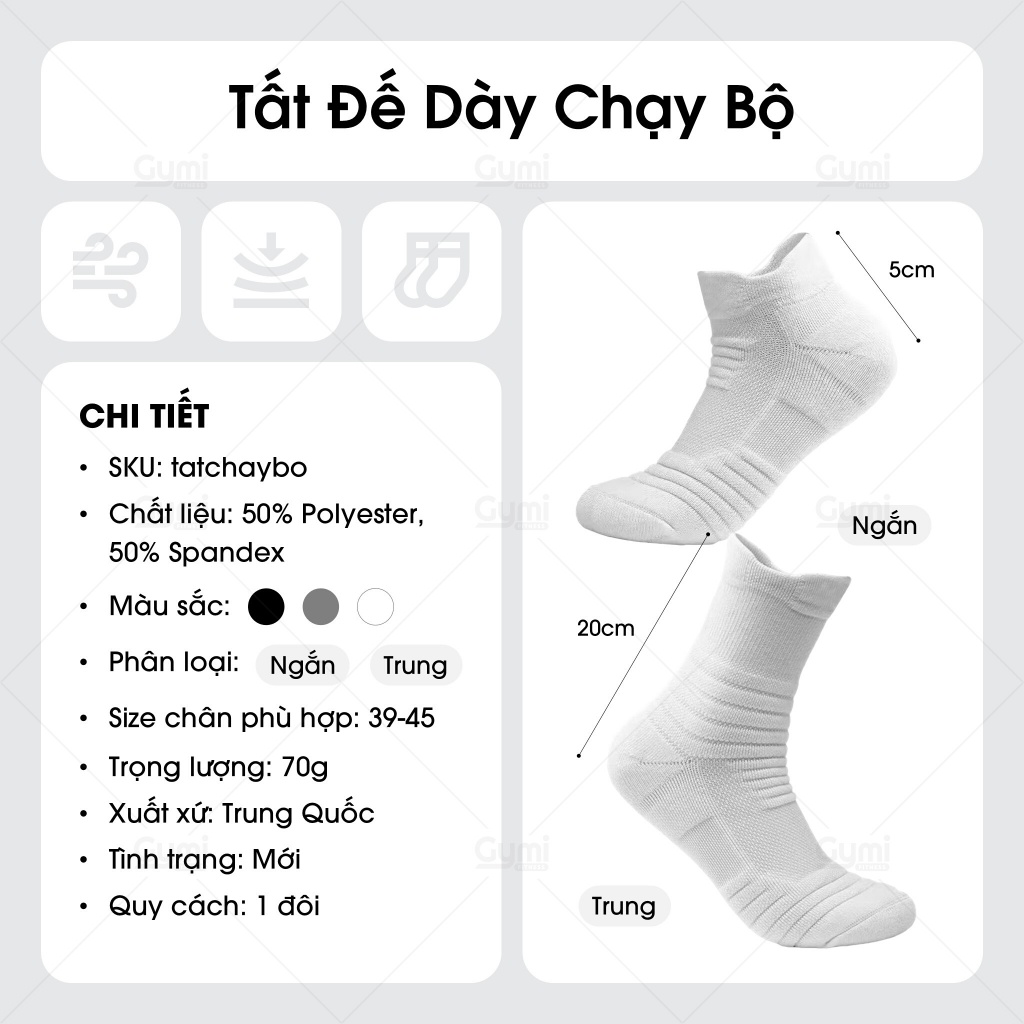 Vớ Thể Thao Đế Dày Cho Nam - Chạy Bộ, Bóng Rổ, Bóng Đá, Đạp Xe - Vo-ChayBo