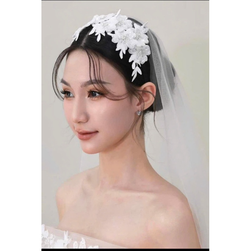 🦩🦩🦩BỜM TÓC HOA REN CÔ DÂU XINH|phukiencuoiyenlinh