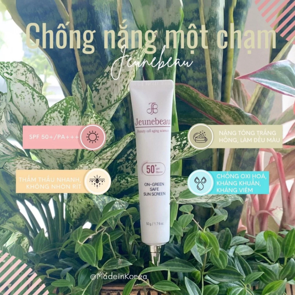 Kem Chống Nắng Nâng Tông Trắng Hồng Tự Nhiên Hàn Quốc Jeunebeau 50g