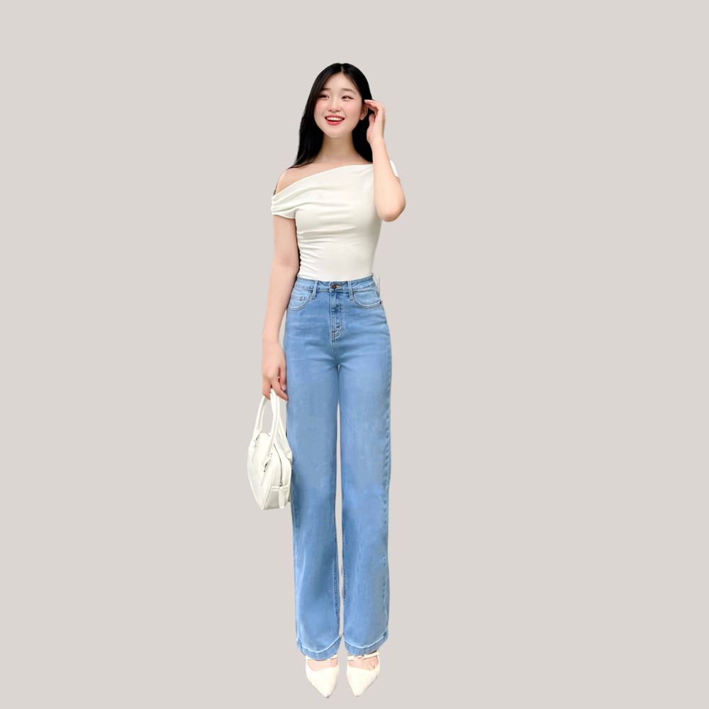 Ảnh TTTHAO- Quần jean nữ ống suông dài 99cm VNXK Vải cotton co giãn cao cấp QJ273 3