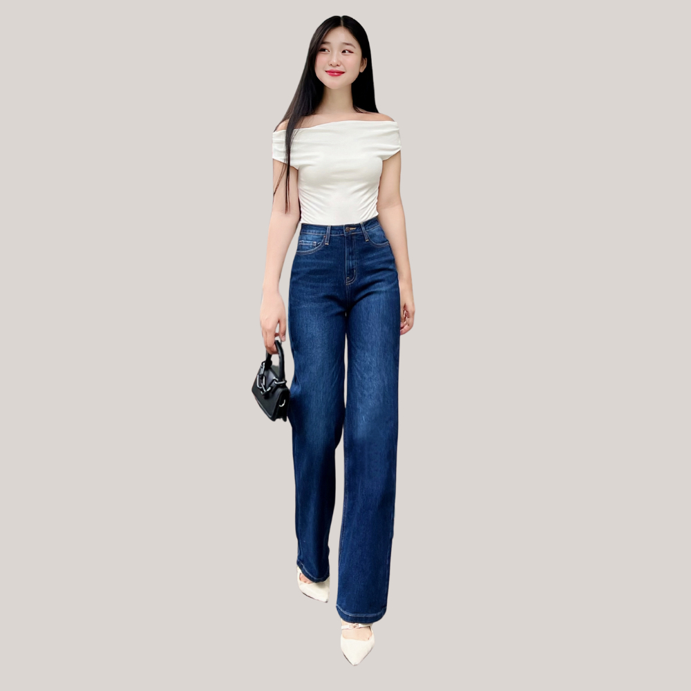 Ảnh TTTHAO- Quần jean nữ ống suông dài 99cm VNXK Vải cotton co giãn cao cấp QJ273 4