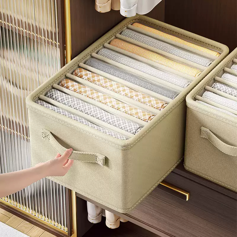 (Giặt được) Hộp đựng quần áo chia ngăn 0-7-9 ngăn, vải Cation/Cotton cao cấp, khung bảng PP đứng form TD50