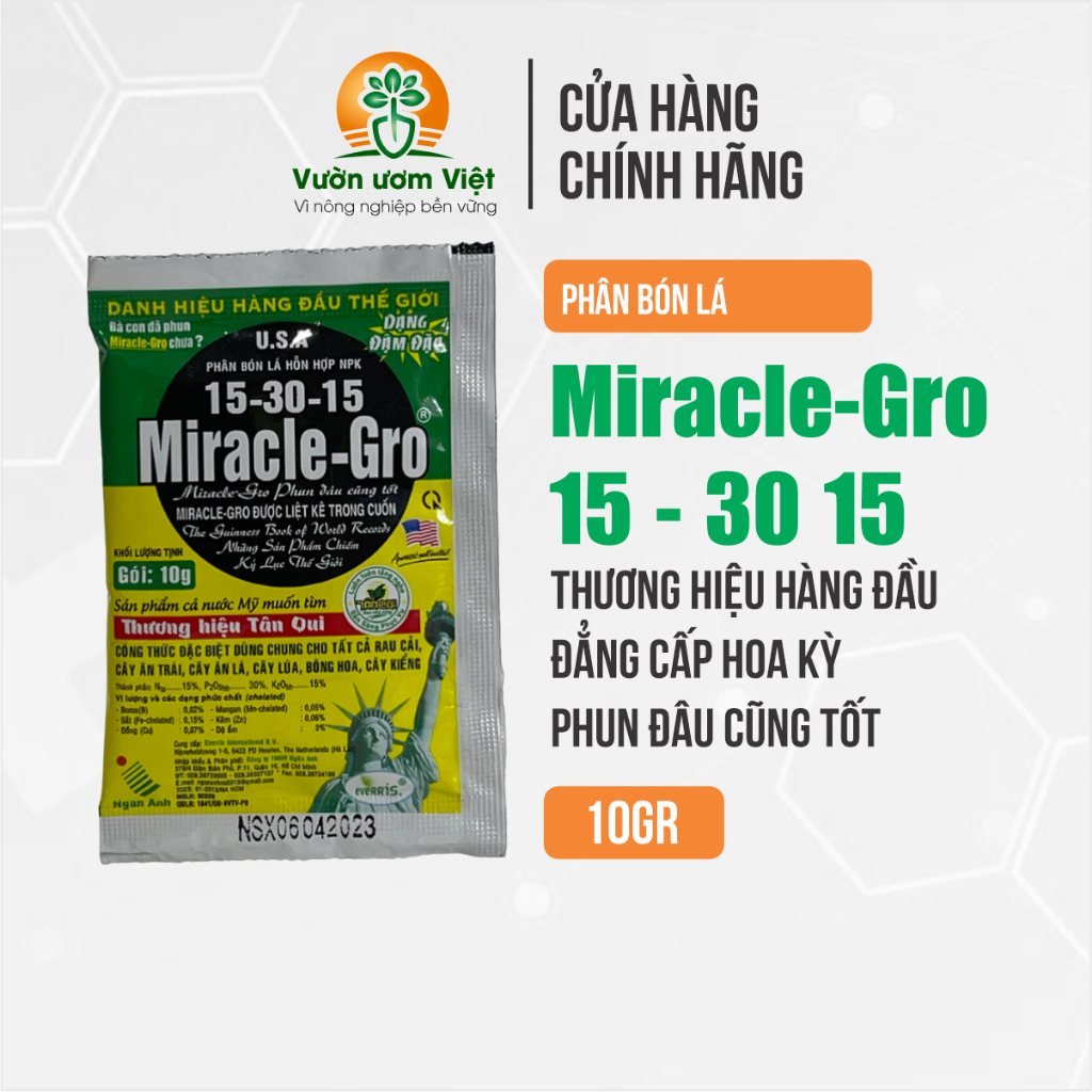 Phân bón lá Miracle Gro 15-30-15 tăng trưởng mạnh cho mọi loại cây trồng - 10gr